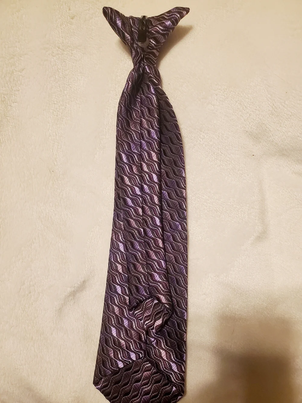 Boy's Purple Patterned Silk Tie